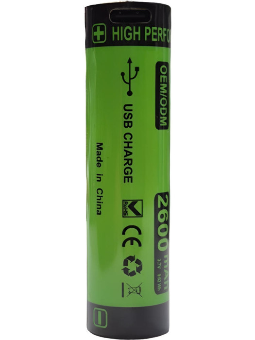 Аккумулятор 18650 Zarrumi MA18-26T (2600mAh, разъем Type-C)