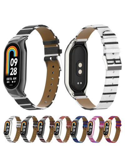 Ремешок с металлической оправой Rumi Ecoleather для Xiaomi Smart Band 8