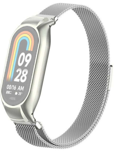Металлический браслет Rumi Milanese loop для Xiaomi Smart Band 8 Серебристый