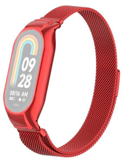 Металлический браслет Rumi Milanese loop для Xiaomi Smart Band 8 Красный