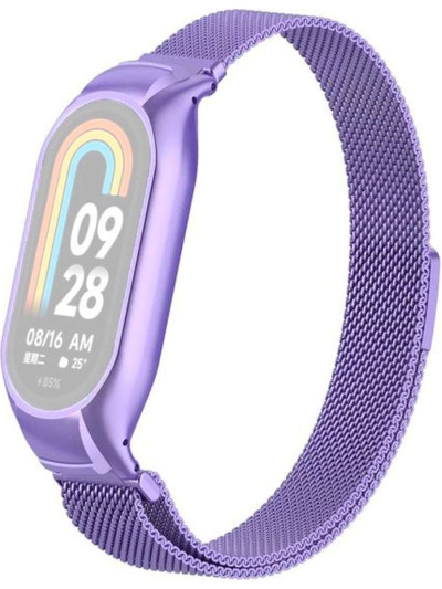 Металлический браслет Rumi Milanese loop для Xiaomi Smart Band 8 Сиреневый