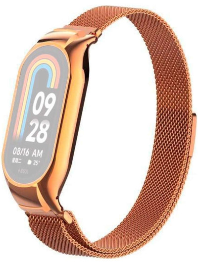 Металлический браслет Rumi Milanese loop для Xiaomi Smart Band 8 Красное золото