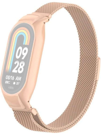 Металлический браслет Rumi Milanese loop для Xiaomi Smart Band 8 Персиково-бежевый