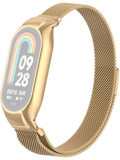 Металлический браслет Rumi Milanese loop для Xiaomi Smart Band 8 Белое золото