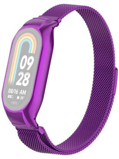 Металлический браслет Rumi Milanese loop для Xiaomi Smart Band 8 Фиолетовый