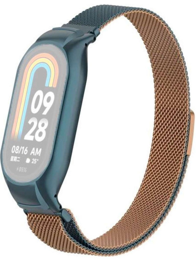 Металлический браслет Rumi Milanese loop для Xiaomi Smart Band 8 Песочный/Графитовый