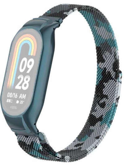 Металлический браслет Rumi Milanese loop для Xiaomi Smart Band 8 Армейский синий