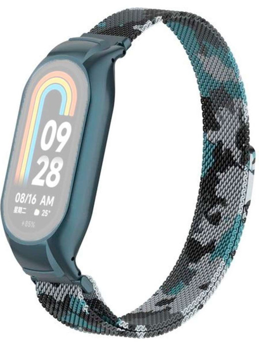Металлический браслет Rumi Milanese loop для Xiaomi Smart Band 8 Армейский синий