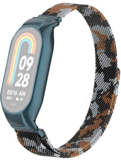 Металлический браслет Rumi Milanese loop для Xiaomi Smart Band 8 Армейский серый