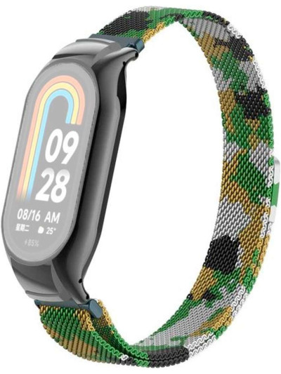 Металлический браслет Rumi Milanese loop для Xiaomi Smart Band 8 Армейский зеленый