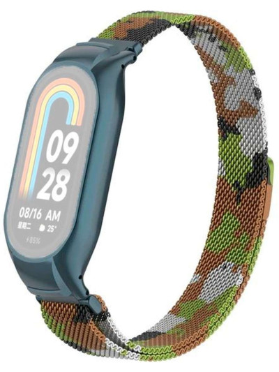 Металлический браслет Rumi Milanese loop для Xiaomi Smart Band 8 Армейский коричневый