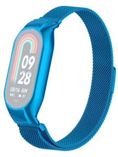 Металлический браслет Rumi Milanese loop для Xiaomi Smart Band 8 Голубой